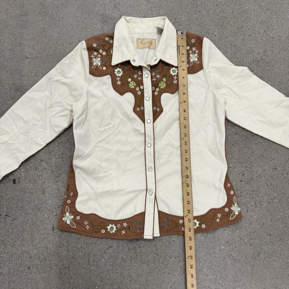 SCULLY Western shirt womens pearl snap embroidered Size Small - Picture 4 of 7